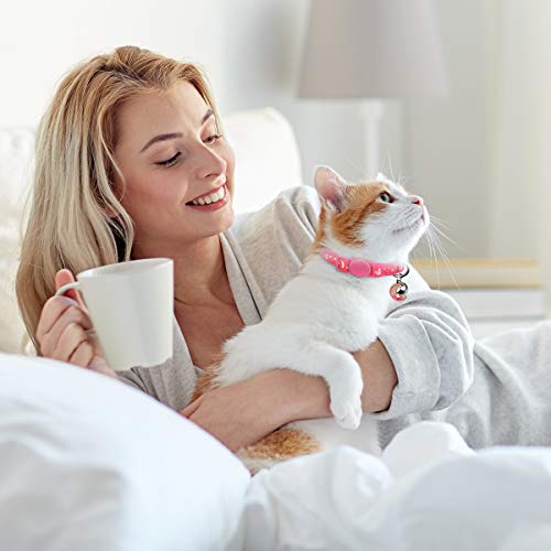 2 peças de coleiras para gatos com estrelas da lua de sino, gatinho fofo ajustável, coleiras seguras
