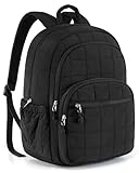 BAGSMART College Laptop Backpack, Travel Backpack for Women, Quilted Casual Daypack, Water-Resistant Bookbag for 15.6 Inch Laptop, Black