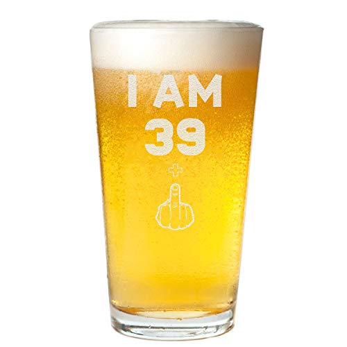 Veracco I am 39+1 Middle Finger 40 Years Beer Glass Pint 40th BirthdayGifts For Him Her Forty and Fabulous (Clear, Glass)