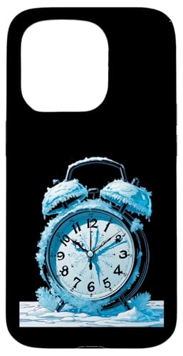 氷と雪に覆われたヴィンテージ目覚まし時計 スマホケース iPhone 15 Pro 用