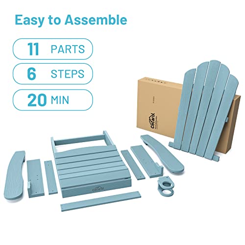 Cecarol Oversized Adirondack Chair, High Back Outdoor Chair With Cup Holder, Weather Resistant Chair For Porch, Garden, Backyard, Fire Pit, Lake Blue-Tfc3 #TOP6