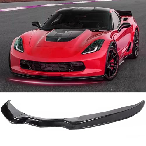 for 2014-2019 C7 Corvette Gloss Black Front Lip /Z06/Grand Sport(Not Fits ZR1) STG Front Bumper Lip Splitter Spoiler Air Dams Body Kit Corvette C7 Chin Spoiler