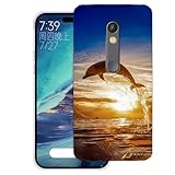 WUACYEAMING Hülle für Motorola Moto X Play,Aesthetic Motiv Weiche Silikon Muster TPU Bumper Stoßfest Schutzhülle Transparent Mädchen mit Cover HandyHülle case Pattern-(Delphin)