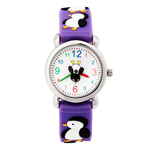Image of Jewtme Kids Time Teacher Watches 3D Cute Cartoon Silicone Children Toddler Butterfly Wrist Watches for Ages 3-10 Boys Girls Little Child