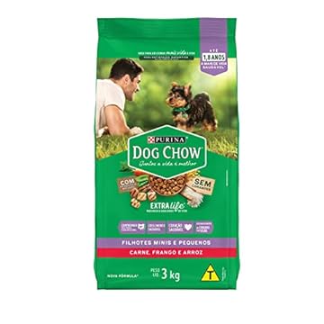 Purina Dog Chow Ração Dog Chow Para Cães Filhotes De Raças Pequenas Sabor Frango E Arroz - 3Kg Purina Para Todas Pequeno Filhotes - Sabor Frango