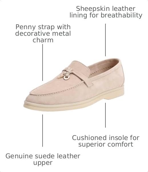 Image of Women's Summer Charms Suede Loafers - Premium Sheepskin Unlined Upper,Classic or Styles with Metal Detail for Casual, Office, Travel & All Day Wear