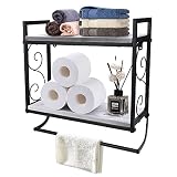 GXIONGMY 2-Tier Small Wall Shelf for Bathroom,16.9" Towel Rack with Shelves,Bathroom Shelves Over Th
