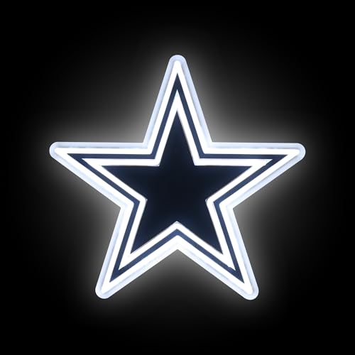 FOCO Dallas Cowboys NFL Team Logo LED Neon Light Up Sign - Indoor Sports Fan Decorative Sign - 15 inches x 12 inches - Blue - Acrylic - Hanging