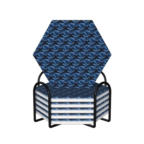 Dessous de verre en céramique hexagonaux avec support pour table de bar - 2