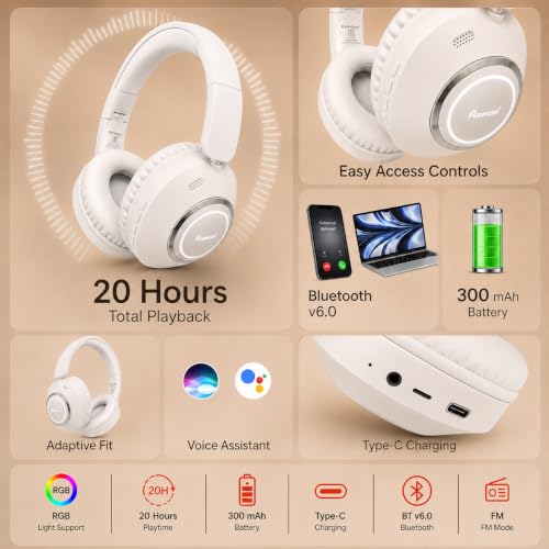Image of RASSFOAT X7 RGB Wireless Headphones - Powerful Sound, 30H Playtime & Stunning 7-Color RGB Lights. Foldable, Comfortable, and Perfect for Music, Gaming, Movies & Calls-Anywhere, Anytime.