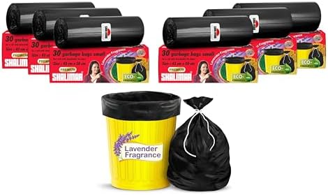 Shalimar Premium Scented Garbage Bags | Small 17 X 19 Inches | 180 Bags (30 Bags X 6 Rolls) | Lavender Fragrance | Dustbin Bag/Trash Bag | (Black) - Perforated Box for Easy Dispensing
