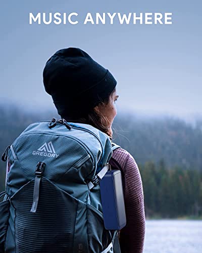 m MU Bluetooth Lautsprecher kabelloser, Bluetooth 5.0, 28h Akku, 360° Stereo Sound, Verbesserter IP67 Wasserschutz, Lautsprecherbox mit TWS Technologie, Powerbank Dienstprogramm für den Notfall/Blau – Bild 5