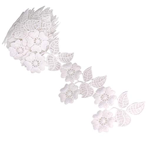 White Flower Leaf Lace Trim Applique Embroidery Patterns Lace Ribbon For Sewing Diy Making Gift Wrapping And Bridal Wedding Decorations #TOP18