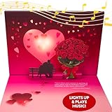 100 GREETINGS Musical Valentine Pop Up Card with Lights - Romantic Holiday 3D Greeting Cards for Couples and Partners (Cute Couple)