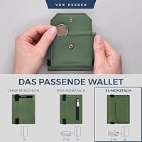 VON HEESEN Slim Wallet mit XL Münzfach & RFID Schutz - Leder Geldbörse Herren klein - Mini Geldbeutel Damen Portmonee - Kartenetui Echtleder Karten Portemonnaie - Kreditkartenetui Grün – Ansicht 3