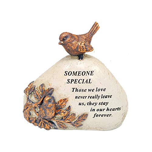 OnlineStreet Plaque commémorative en pierre 18 x 16 cm en forme de cœur avec inscription spéciale et texte de sympathie avec piquet, tombe ou décoration