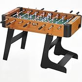 SPORTNOW Baby-Foot Pliable en Bois, Table de babyfoot Pliable sur Pied, Jeu de Football avec 2 balles, 22 Joueurs, 2 compteurs de Points manuels et poignées antidérapantes 118 x 107,5 x 78 cm, Marron