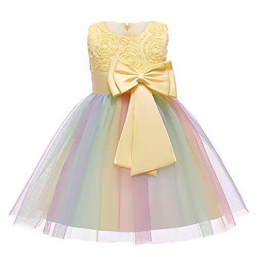 Vestido de princesa para niña, vestido de dama de honor, vestido de noche para niños, boda, cumpleaños, fiesta, princesa, ropa y falda, amarillo, 4-5 años