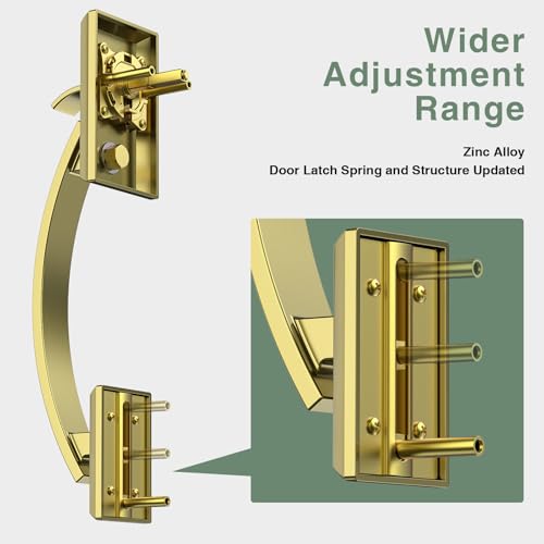 Image of Front Door Lock Set, Gold Front Door Handle and Deadbolt Set Adjustable, 12.7in Gold Heavy Exterior Entry Handle Reversible