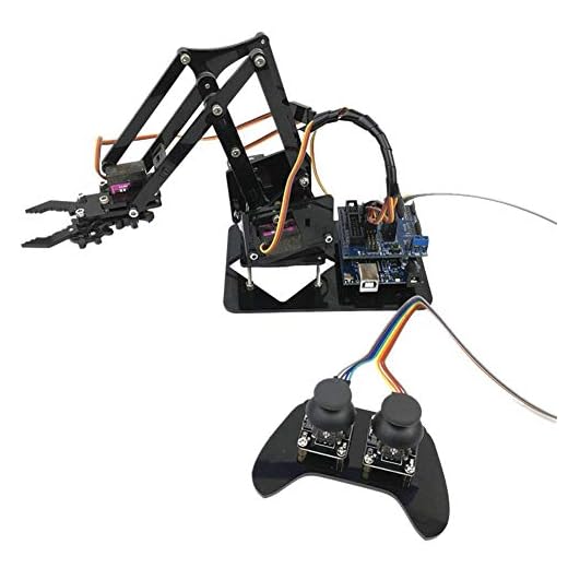 Taidda Robot Brazo mecánico, Robusto, Duradero 4DOF Brazo robótico Consola de Juegos de Control Remoto mg90s Servo SNAM2000 para Arduino UNO R3 para Estudiantes universitar