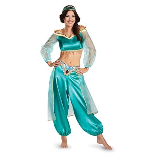 Disguise Women's Disney Aladdin Jasmine Sassy Prestige Costume, Green, Medium 8-10