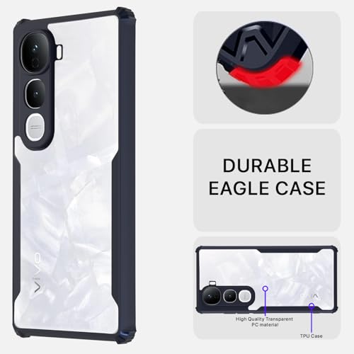 Image of Pikkme Back Cover for Vivo Y400 Pro 5G | Ultra Hyrbid | Full Camera Protection | Raised Edge | Crystal Clear Transparent Bumper Case (Blue)
