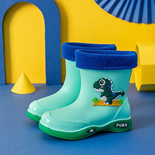New Kids Girls Cartoon Children's Rain Boots Non Slip Children Water Shoes Classic Children Rainboots Boots Kids Size 4 (Green, 27.00)3