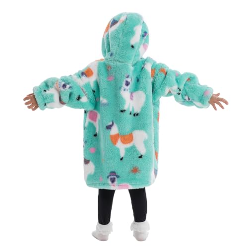 Deserthome AK-KID-ALPACA Wearable Blanket Hoodie For Kids 2-6Yr Animal Oversized Hooded Blanket Super Soft Comfortable Warm Flannel Alpaca thumb #4