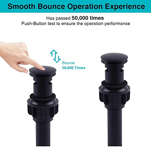 Matte Black Bathroom Sink Drain With Overflow，Universal Bathroom Sink Stopper Matte Black, Abs Pop Up Sink Drain For Bathroom Sink #TOP4