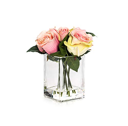 EUROCINSA Ref.88427C21 Set of 5 Pink Roses, Box of 2, Plastic, Glass, 17 x 20 Inches