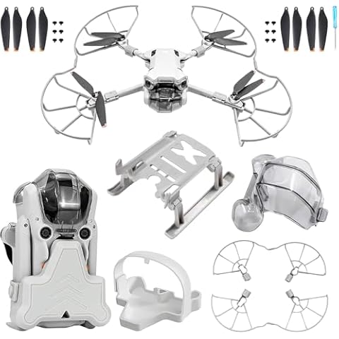 Craznick Mini 4 Pro Accessories Bundle: with Propellers Blades Guard Landing Gear Gimbal Protector Leg Extensions Props Holder Strap Lens Cover for DJI Mini 4 Pro Drone Accessories Set Cover