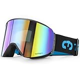 tekkapoi Skibrille Herren Damen, OTG (Für Brillenträger), Profi-Antibeschlag durch 2-Wege-Belüftung, Snowboardbrille mit UV400 Schutz & Schnellverschluss-Band, Helmkompatibel