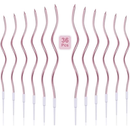 XUSSMM 36 Stückes Roségold Spiral Kuchen Kerzen, Geburtstagskerzen für Kinder und Torte, Wunderkerzen für Geburtstag, Hochzeit Party Dekoration