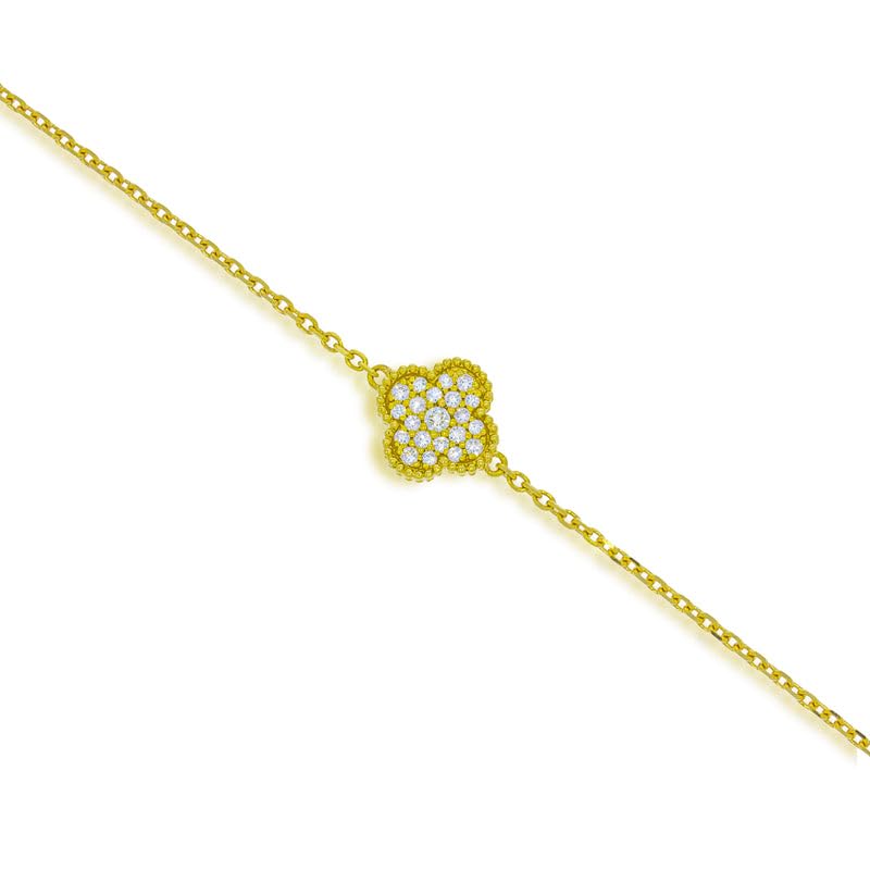Image of Lucky Charm Clover Bracelet for Women | 925 Sterling Silver with 18K Gold Plating | Adjustable & Anti-Tarnish | Stylish Designer-Inspired Jewelry