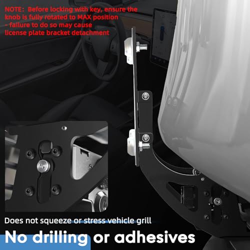 The Original No Drill Front License Plate Holder Fit for 2017-2023 Tesla Model 3& 2020-2024 Tesla Model Y with Safety Design, No Adhesives License Frame