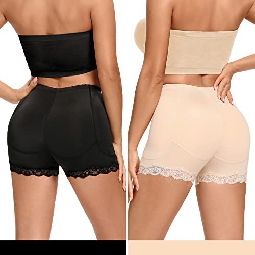 Shaperin Padded Underwear For Women Butt Pads Shaper Hip Enhancer Shapewear Butt Lifter Panties Booty Lifting Boyshorts (4 Removable Pads) Nude #TOP5