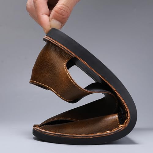 Soulario Leather Sandals for Men, Mens Dress Sandals, Summer Slip-On Lightweight Flat Sole, Non-Slip Breathable2
