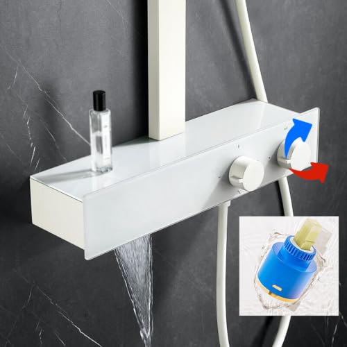 Colonne de douche 3 modes blanche avec douchette et mitigeur cascade - 3