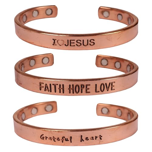 Image of Touchstone copper bracelets | gift for men women |adjustable 100% pure solid real magnetic jewelry | handmade bracelet set combo | rope braided tibetan bangles.