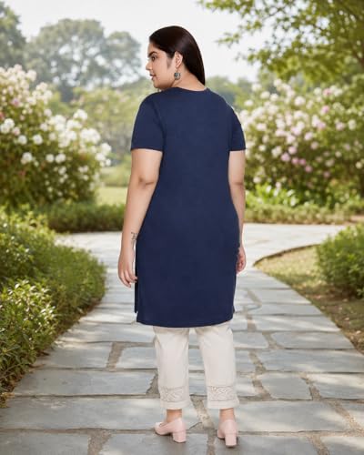 Image of In Love Women's Printed Cotton Plus Size Longline T-Shirt with Pockets | Cotton fabric - soft longline T-shirt with easy plus-size fit