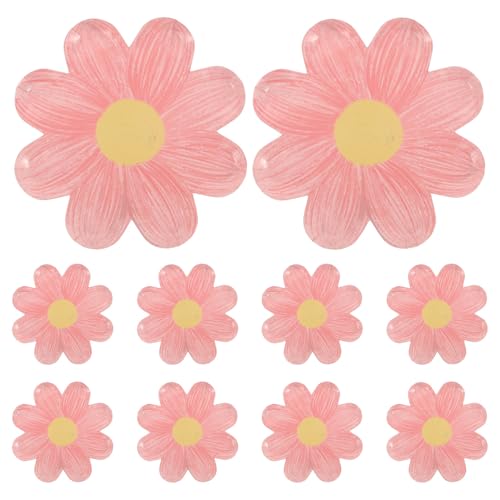 CIYODO Platos de Papel Desechables Forma de Margarita Color Rosa Claro Paquete de 10 Unidades Ideales para Fiestas de Cumpleaños Picnic y Decoración Infantil de Primavera