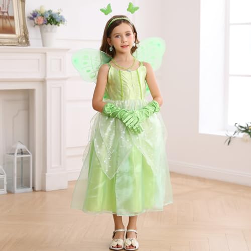 Disfraz de hada princesa verde para niñas 3-4 años miniatura 4