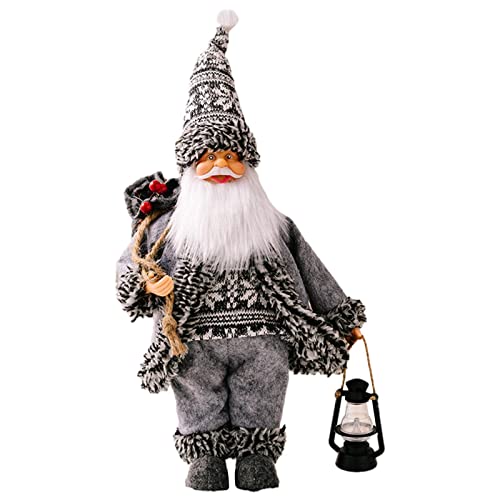 Bonecas de Papai Noel de Natal - Decorações de mesa de estatueta de pé de papai noel com luzes LED,D