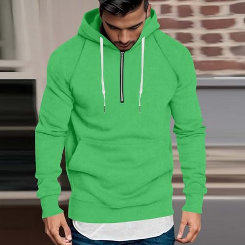 Half Zip Going Out Sweatshirts for Men Long Sleeve Casual Pullover Solid Color Lightweight Hoodie with Pockets2