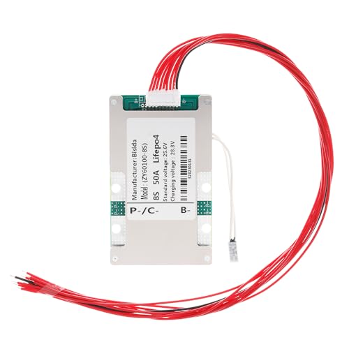 Bisida BMS 8S 25.6V 50A lifepo4 Battery 3.2V Battery Management System PCB Protection Board with Balance and NTC for Solar Energy Storage System Battery Pack (8S 25.6V 50A)