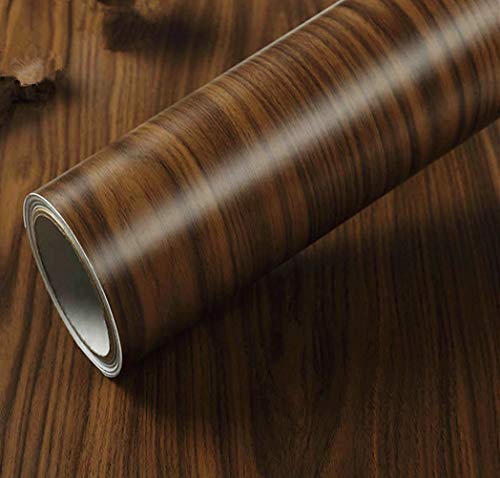 BESTERY REDODECO Adhesive Wood Grain Paper Peel and Stick Furniture Stickers Wallpaper Cabinets Wardrobe Shelf Liner,15.8inch by 98inch (Dark Brown)