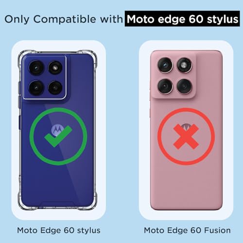 Image of Pikkme Back Cover for Motorola Moto Edge 60 Stylus 5G Raised Edges Shockproof Clear PC + TPU Transparent Protective Phone Bumper Case(Transparent)