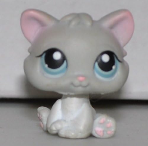 Littlest Pet Shop Kitten #198 (Grey, Blue Eyes) (Retired) Collector Toy - LPS Collectible Replacement Single Figure - Loose (OOP Out of Package & Print)