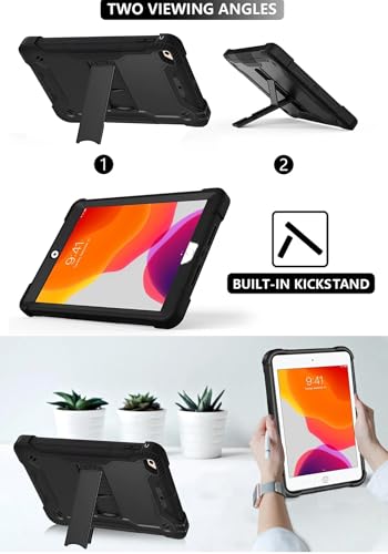 Image of WHITBULL 3 Layer Armor case Cover with Kickstand Compatible with iPad mini 5 (2019) / iPad mini 4 (2015) 7.9 inches, Black