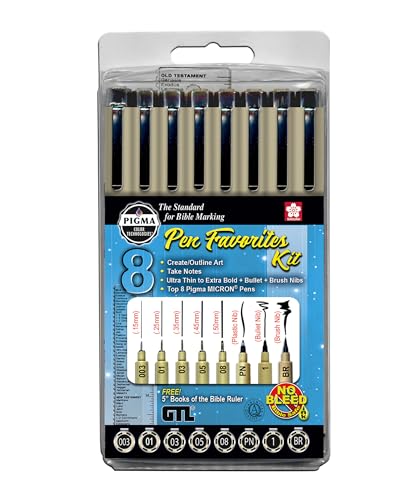Stylos noirs Pigma Micron à encre pigmentée inaltérable avec pointe pinceau et ogive